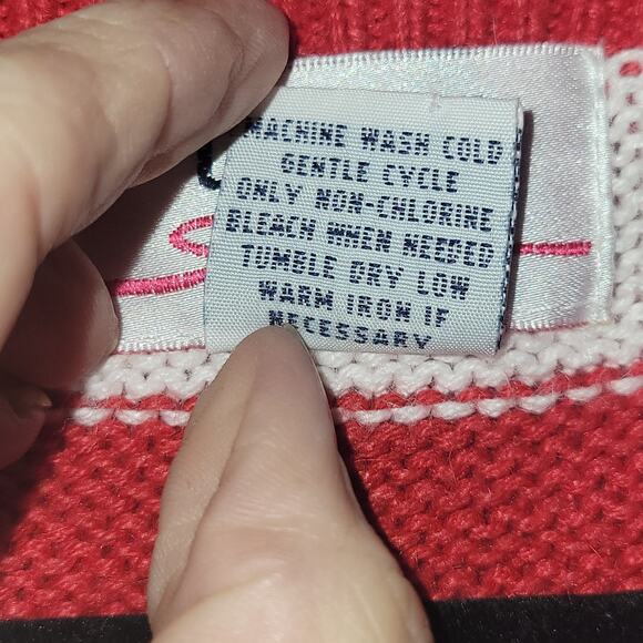 C.S.T. Studio Red White Striped Knit Sweater Top Women’s 1X Floral Trim... - Picture 3 of 9